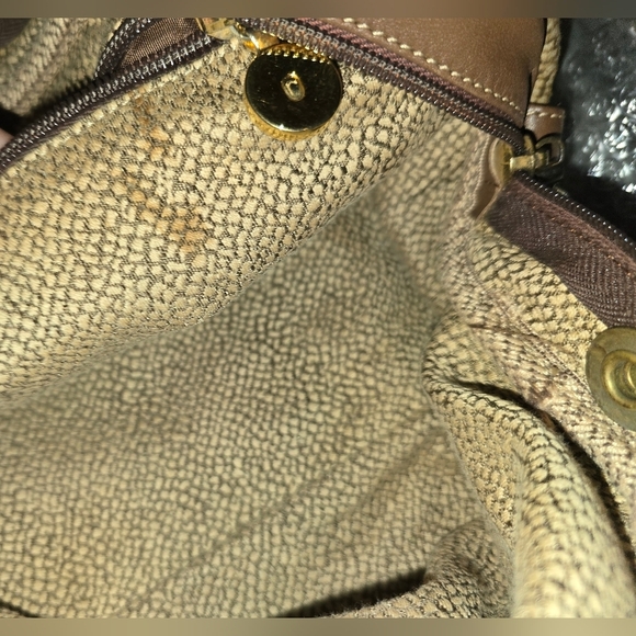 Cute Vintage Borbonese Cream and Tan Women's Handbag - Picture 5 of 6
